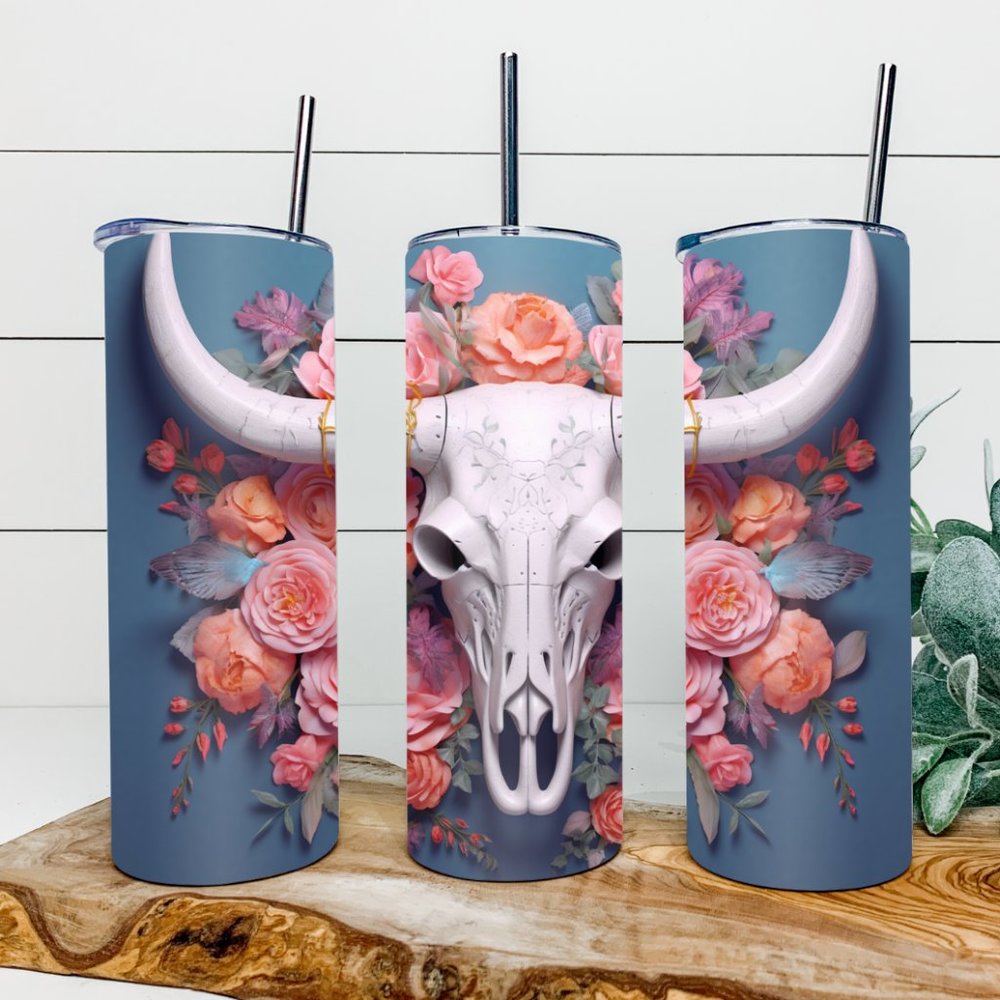 Custom 3D Cow Skull tumbler!